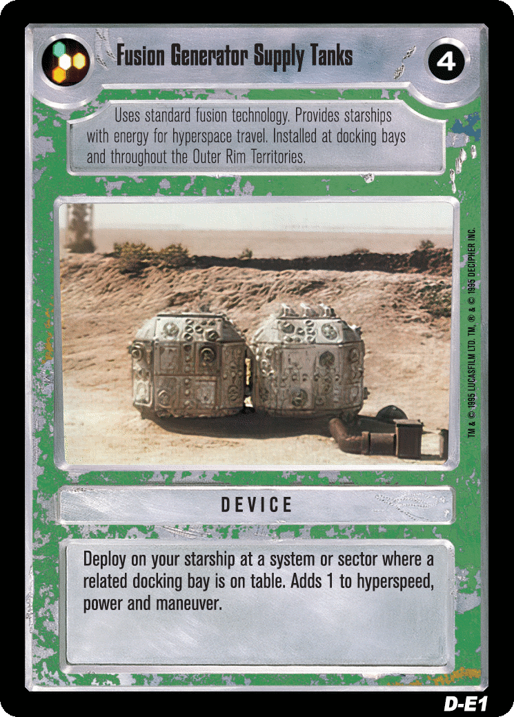 Fusion Generator Supply Tanks